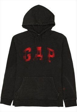 Vintage 90's Gap Hoodie Pullover Spellout Black Medium