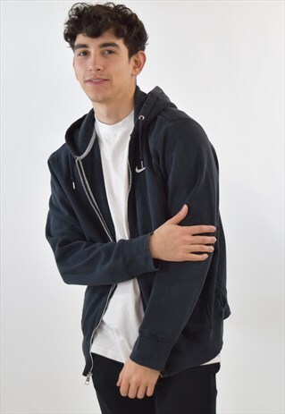 VINTAGE 90S BLACK NIKE ZIP UP HOODIE