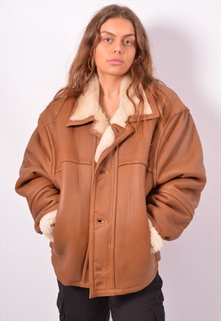 VINTAGE LEATHER SHEARLING JACKET BROWN