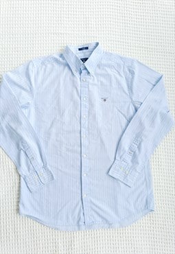 Vintage 90's Gant White &  Blue Striped Shirt