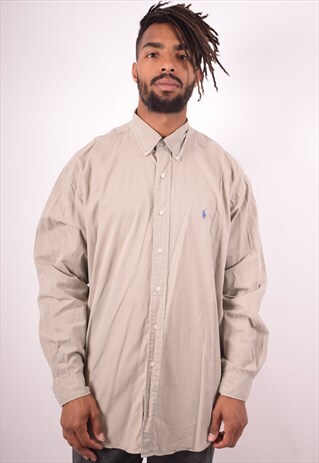 RALPH LAUREN MENS VINTAGE SHIRT XL GREY 90S