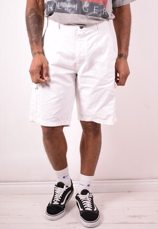 ASICS MENS VINTAGE CARGO SHORTS XL WHITE 90S