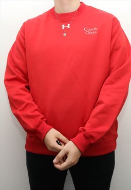 Vintage Under Armour - Red Embroidered Crewneck Sweatshirt -