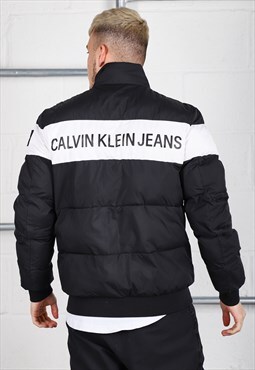 Vintage Calvin Klein Puffer Jacket Black Padded Coat Medium