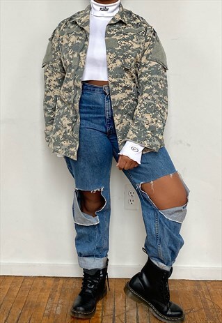 VINTAGE Y2K US ARMY ZIP UP COLLARED JACKET (XS/M)