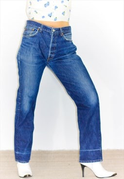 Vintage Levi Mid Rise Wide Leg Dark Blue Jeans