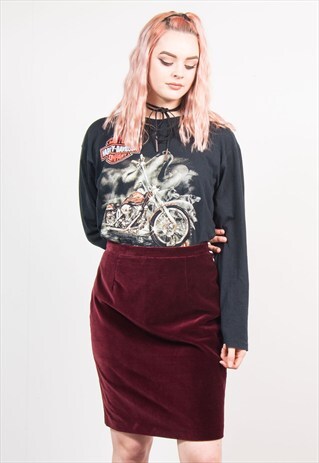 VINTAGE 90'S MAROON VELVET MINI SKIRT