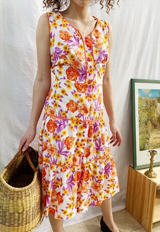 VINTAGE 70S HAUTE BOHEME REVIVAL FLORAL BOHO GYPSY DRESS