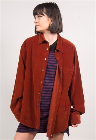 VINTAGE 90'S BURNT ORANGE CORD SHIRT
