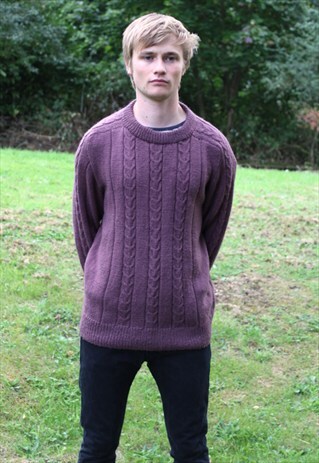 VINTAGE 80S KNIT JUMPER - VIOLET - LARGE