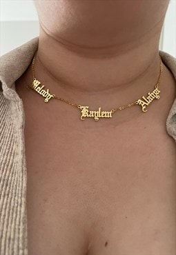 Personalised 3 Old English Letter Names Necklace