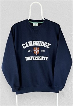 Cambridge University Blue Sweatshirt Spell Out Mens Small