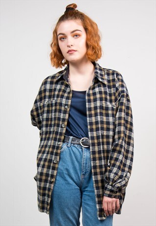 VINTAGE 90'S CHECK GRUNGE FLANNEL SHIRT