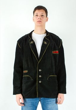 Blazer UK 42 US Suede Leather Jacket Trachten Coat Janker L
