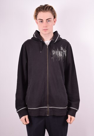 PUMA MENS VINTAGE HOODIE JACKET XL BLACK 90S