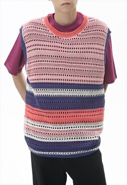 Men's Cutout Striped Knit Tank Top SS2023 VOL.3