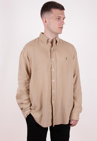 90S VINTAGE POLO RALPH LAUREN LINEN SHIRT AA10606