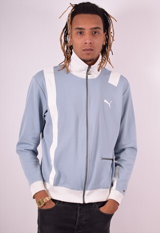 PUMA MENS VINTAGE TRACKSUIT TOP JACKET MEDIUM GREY 90S