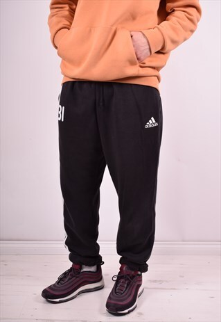 ADIDAS MENS VINTAGE TRACKSUIT TROUSERS W36 L32 BLACK 90'S