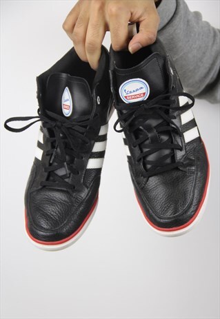 VINTAGE LEATHER HIGH-TOP BLACK TRAINERS