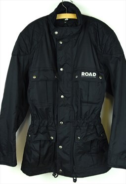 ROAD Motorcycle Polo Jacket Black Biker Coat Nylon