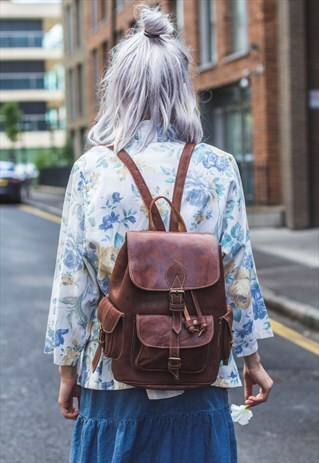 NATURAL COCO LEATHER RUCKSACK BACKPACK
