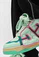 CHUNKY SOLE TRAINERS RETRO PATCH HIGH TOPS SKATE SHOES GREEN