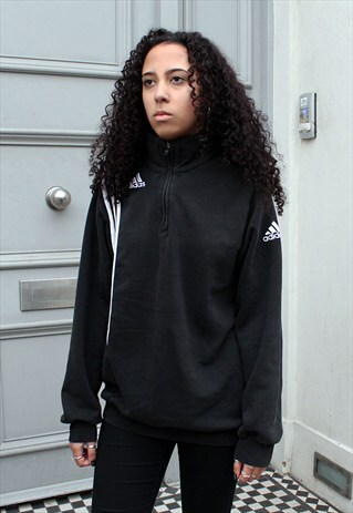 ADIDAS 90S BLACK SWEATSHIRT WITH ZIP