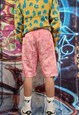 TIE-DYE SHORTS GRADIENT OVERALLS IN PINK