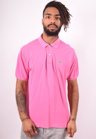 LACOSTE MENS VINTAGE POLO SHIRT MEDIUM PINK 90S