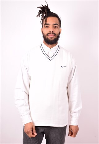 NIKE MENS VINTAGE VEST TANK TOP LARGE WHITE 90S