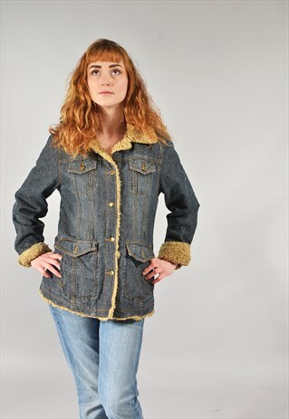 VINTAGE GREY SHERPA LINED DENIM JACKET