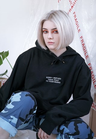 SORRY I REPLIED HAHA YEAH TO YOUR NUDES EMBROIDERED HOODIE