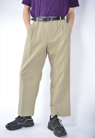 VINTAGE BROWN CLASSIC 80'S STRAIGHT SUIT TROUSERS