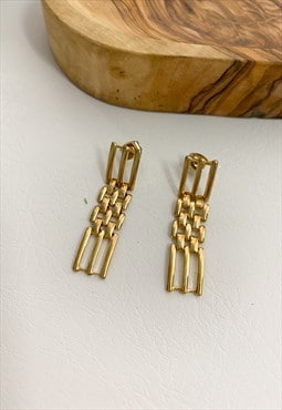 80's Flat Link Chain Earrings