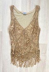 90's Crochet Tassel Fringed Top