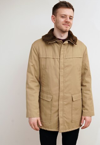 90'S VINTAGE FAUX FUR LINED MEN'S JACKET