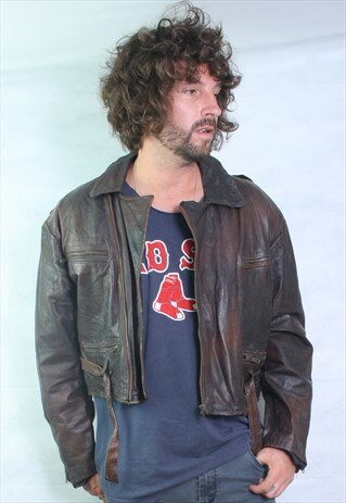 LEATHER VINTAGE BIKER JACKET.