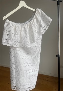 Escada White Embroidered Midi Dress