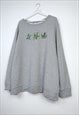 VINTAGE  SWEATSHIRT LEAVES IN GREY XL