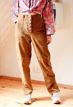 Brown camel suede vintage trousers