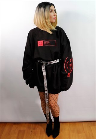 RED 396HZ ROOT CHAKRA OVERSIZED TOP SWEATSHIRT DRESS