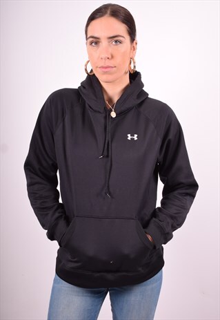 UNDER ARMOUR WOMENS VINTAGE HOODIE JUMPER SMALL BLACK 90'S