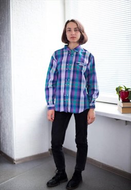 Vintage 80's Checked Double Breasted Blouse