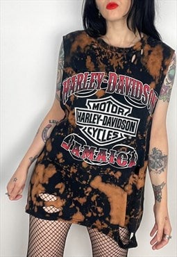 Reworked Bleached distressed Harley Davidson t-shirt 