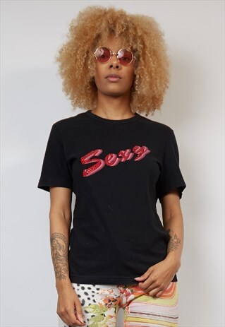 VINTAGE 90'S DOLCE & GABBANA BLACK 'SEXY' T-SHIRT