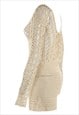 CROCHET KNOTTED BACK PLAYSUIT IN BEIGE 