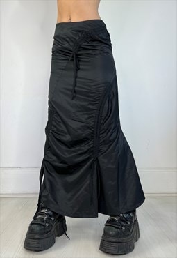 Vintage Y2k Maxi Skirt Archive Ruched Textured Goth Fairy