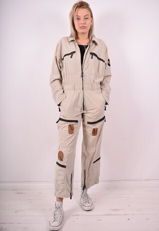 AVIREX WOMENS VINTAGE PILOT JUMPSUIT LARGE KHAKI 90S