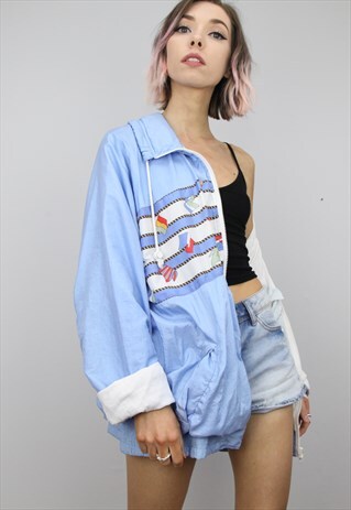 VINTAGE 80S 90S OVERSIZED SHELL SUIT FESTIVAL JACKET